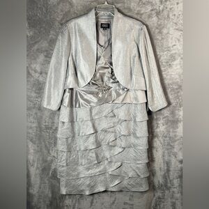 Elegant Silver Women's Dress with Jacket